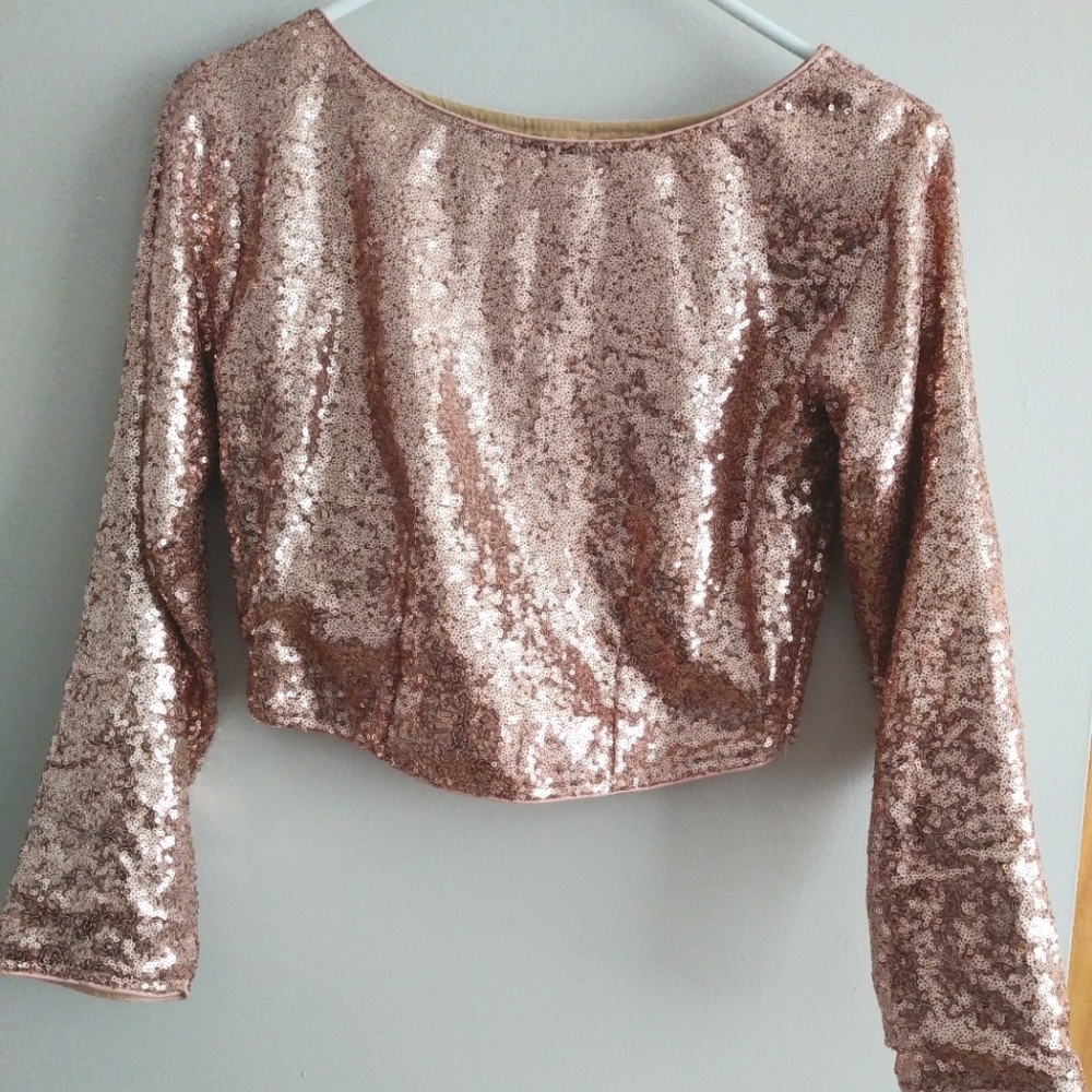 Rose Gold Sequin Crop Top